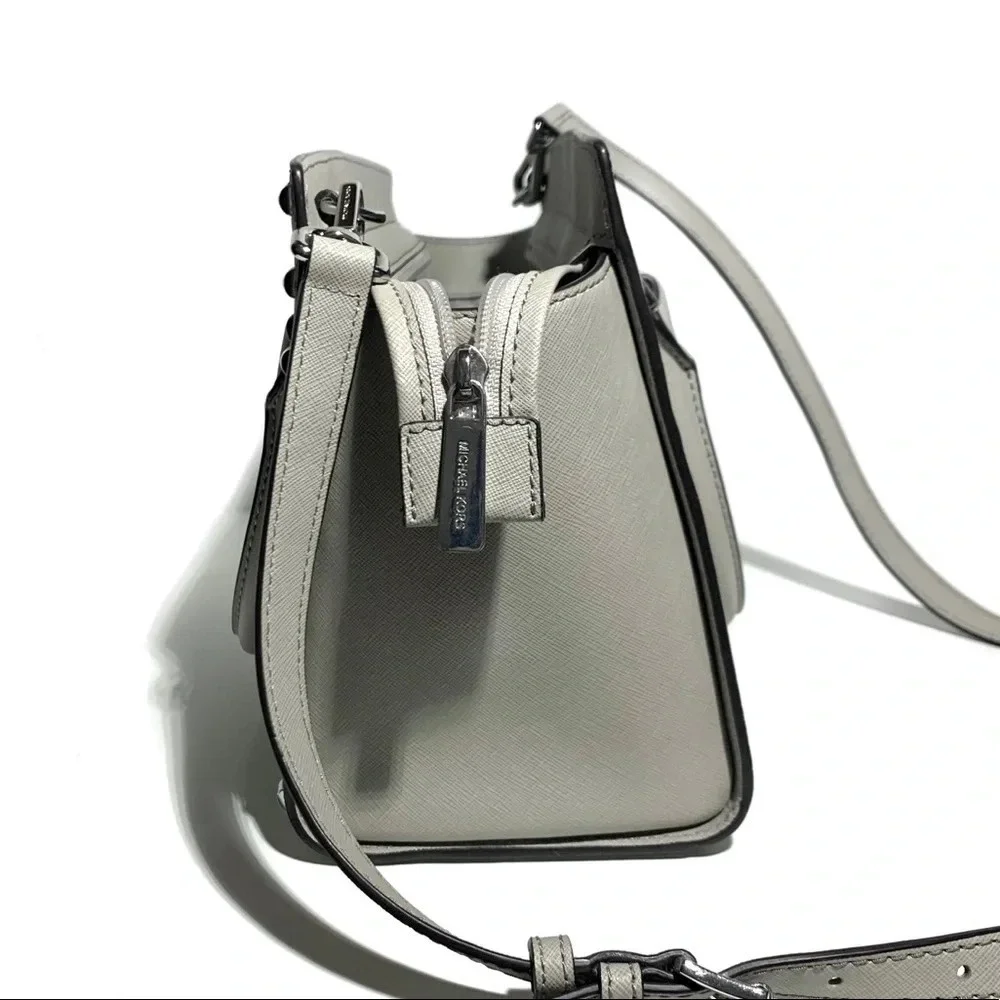MICHAEL KORS Gray Selma Stud Saffiano Leather Bag